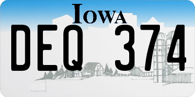 IA license plate DEQ374