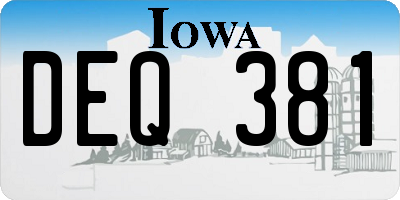 IA license plate DEQ381