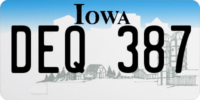 IA license plate DEQ387