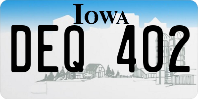 IA license plate DEQ402