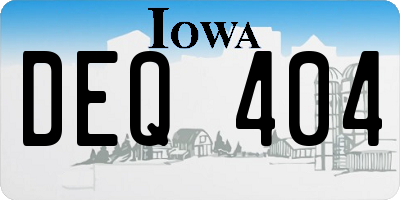 IA license plate DEQ404