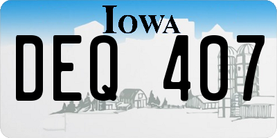 IA license plate DEQ407