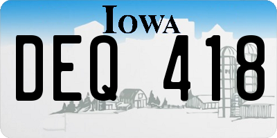 IA license plate DEQ418