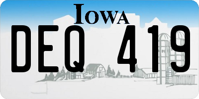 IA license plate DEQ419