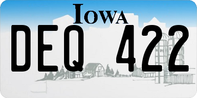 IA license plate DEQ422