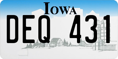 IA license plate DEQ431