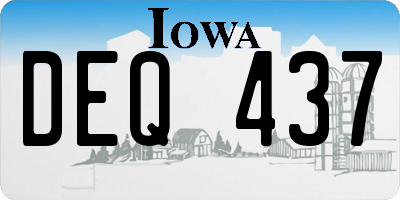 IA license plate DEQ437