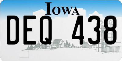 IA license plate DEQ438
