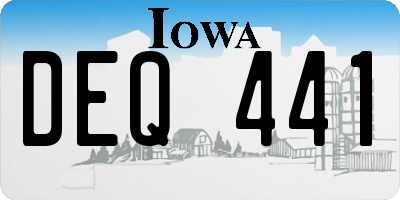 IA license plate DEQ441