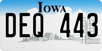 IA license plate DEQ443