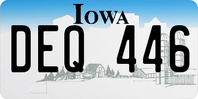 IA license plate DEQ446