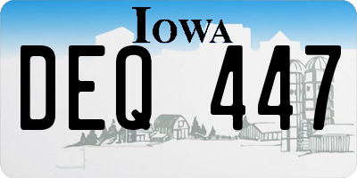 IA license plate DEQ447