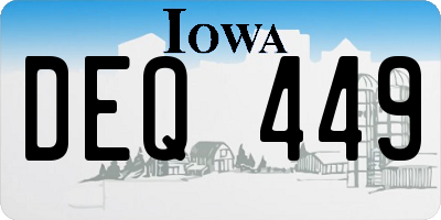 IA license plate DEQ449