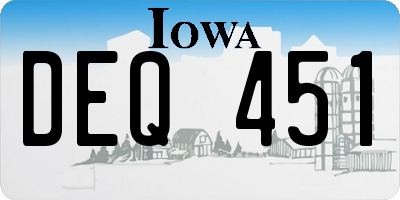 IA license plate DEQ451