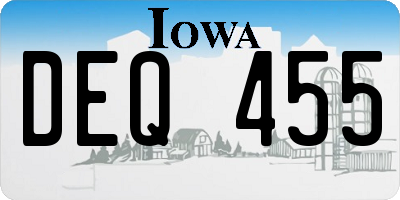 IA license plate DEQ455