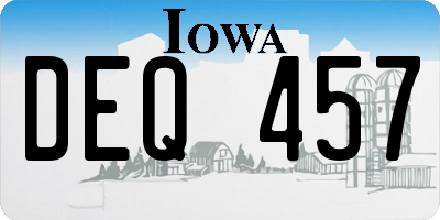 IA license plate DEQ457
