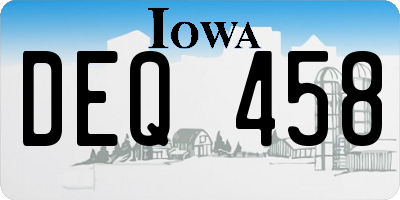 IA license plate DEQ458