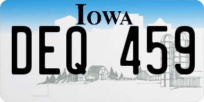 IA license plate DEQ459