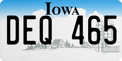 IA license plate DEQ465