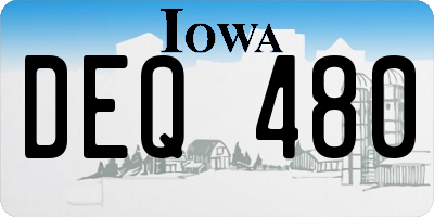 IA license plate DEQ480