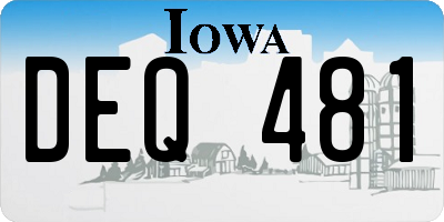 IA license plate DEQ481