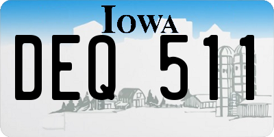 IA license plate DEQ511