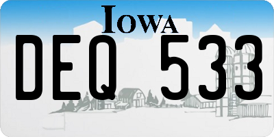 IA license plate DEQ533