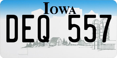 IA license plate DEQ557