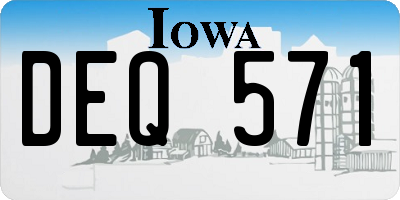 IA license plate DEQ571