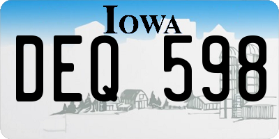 IA license plate DEQ598
