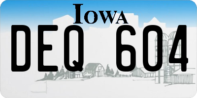 IA license plate DEQ604