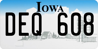 IA license plate DEQ608