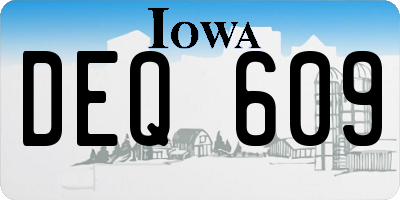 IA license plate DEQ609