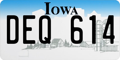 IA license plate DEQ614