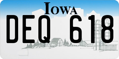 IA license plate DEQ618