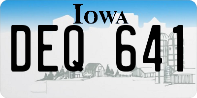 IA license plate DEQ641