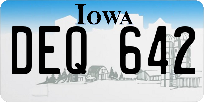 IA license plate DEQ642