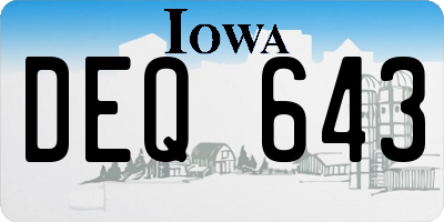 IA license plate DEQ643