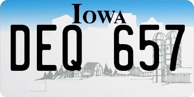 IA license plate DEQ657