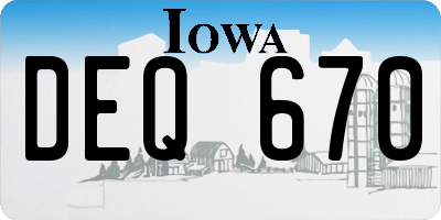 IA license plate DEQ670
