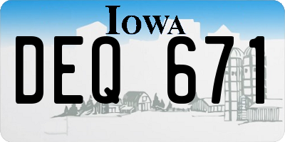 IA license plate DEQ671
