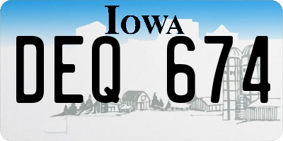 IA license plate DEQ674