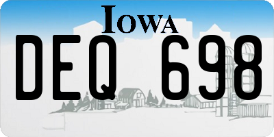 IA license plate DEQ698