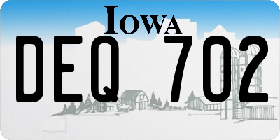 IA license plate DEQ702