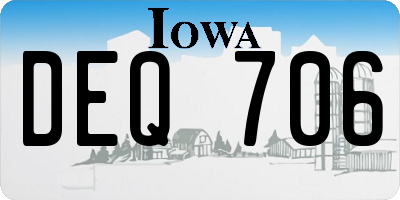 IA license plate DEQ706