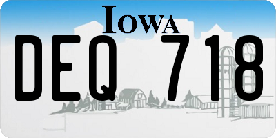 IA license plate DEQ718