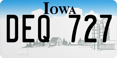 IA license plate DEQ727