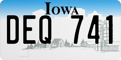 IA license plate DEQ741