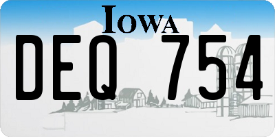 IA license plate DEQ754