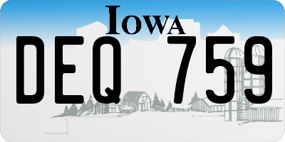 IA license plate DEQ759